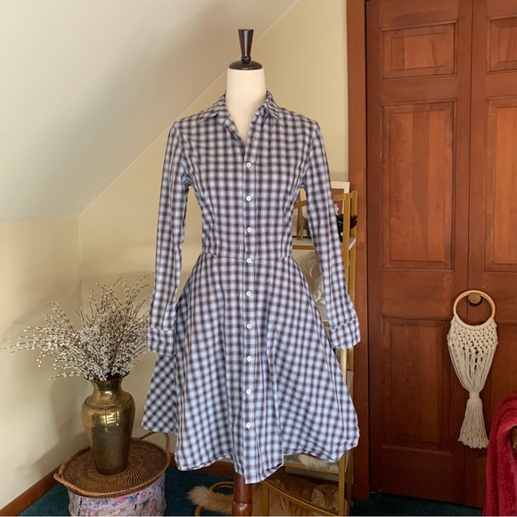 Serena & Lily plaid button down A-line Long sleeve dress with pockets size 2 - Picture 3 of 10